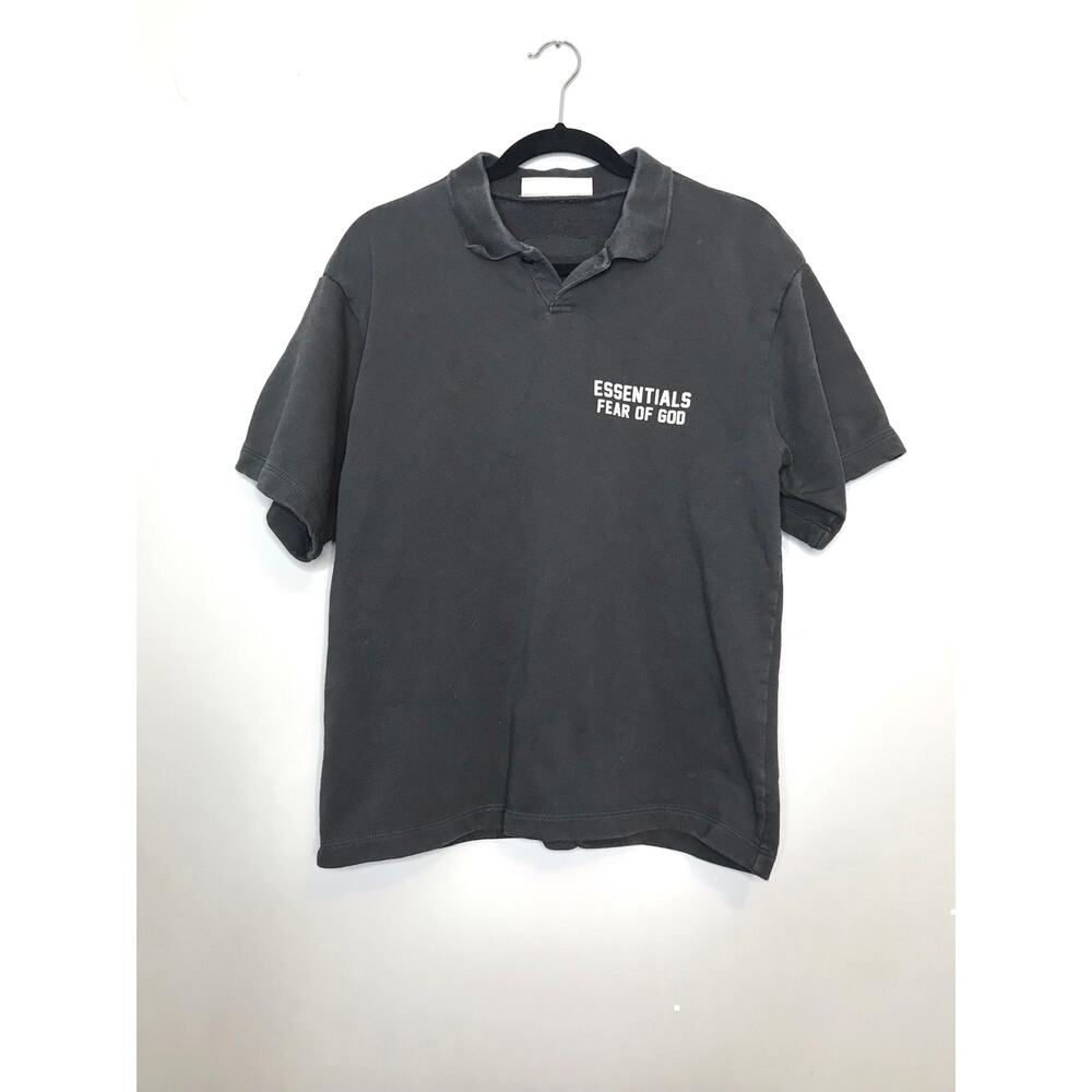 fear of god essential gray short sleeve polo shirt
